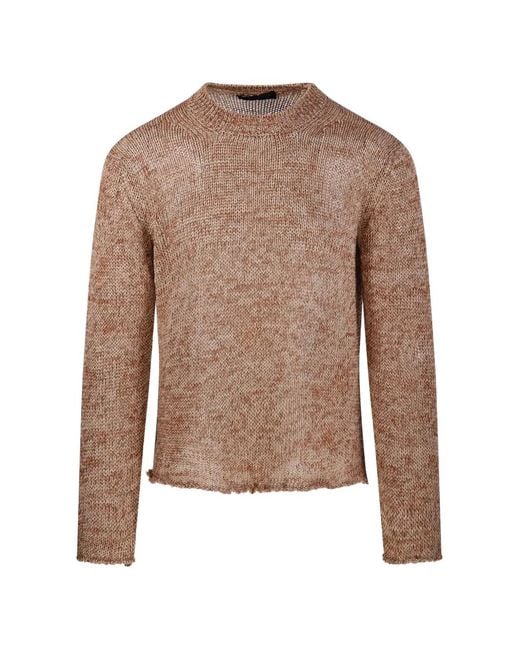 Fabrizio Del Carlo Brown Lettuce-Hem Sweater for men