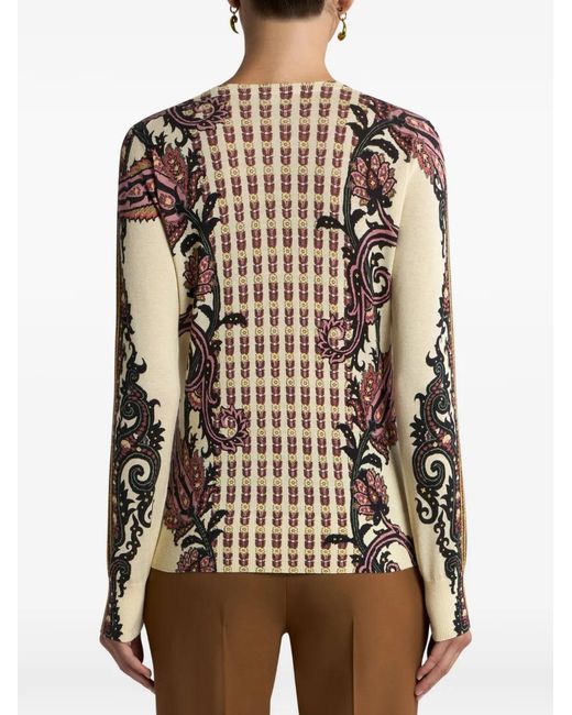 Etro Natural Paisley-Pattern Cardigan