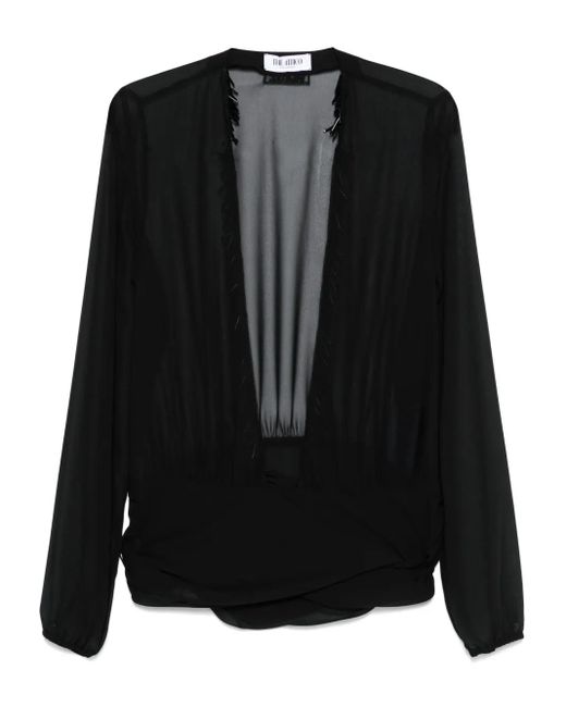 The Attico Blouse Met V-Hals En Franje in het Black