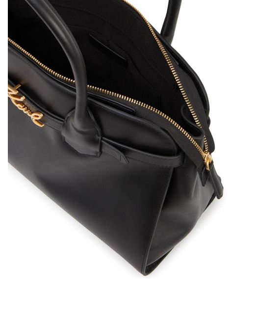 Karl Lagerfeld LogoLettering Leather Tote Bag in Black Lyst UK