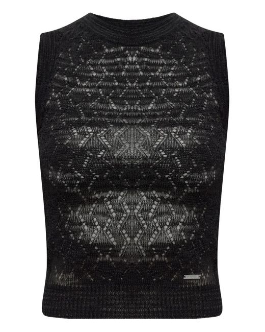 DSquared² Black Openwork Sleeveless Vest