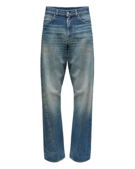 MM6 by Maison Margiela Blue Relaxed Fit Straight-Leg Jeans With Classic Five-Pocket Design for men