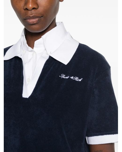 Sporty & Rich Blue Signature Logo Terry-Cloth Top