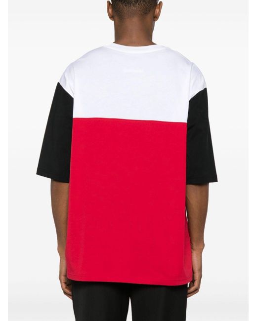 Moschino Red Colour-block Organic-cotton T-shirt for men