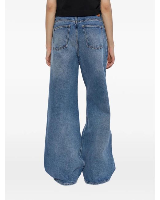 Off-White c/o Virgil Abloh Blue Pleated Wide-Leg Jeans