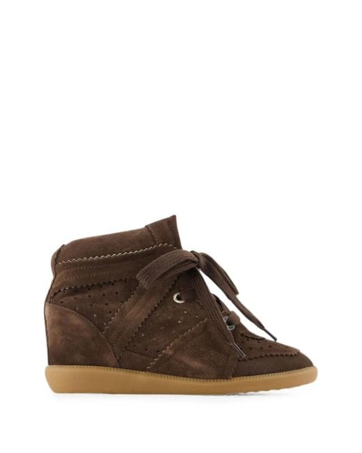 Isabel Marant Brown Bobby Suede Wedge Sneakers