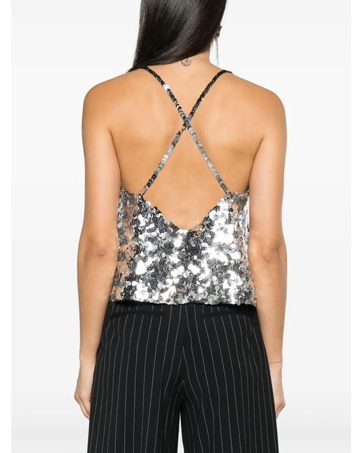 Sonia Rykiel Metallic Sequinned Square-Neck Tank Top