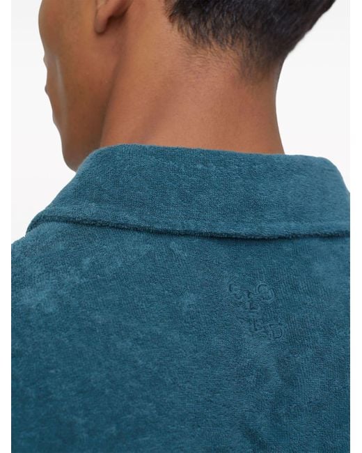 Polo de tejido toalla con logo bordado Closed de hombre de color Blue