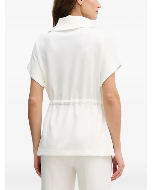 Joseph Ribkoff White Drawstring-Waist Zip-Up Jacket