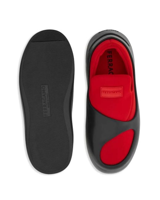 Ferragamo Red Futuristic Cut-Out Sneakers for men