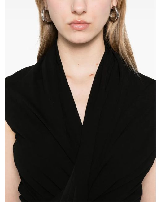 Vestido midi drapeado Balenciaga de color Black