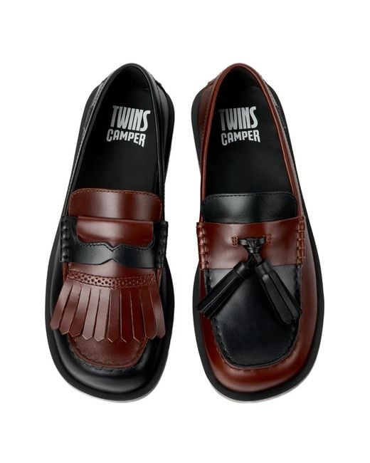 Camper Black Twins Don Leather Loafers for men