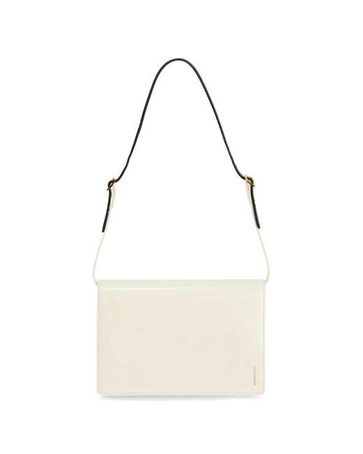 Jil Sander White Sac Porté Épaule File À Rabat Et Logo Imprimé