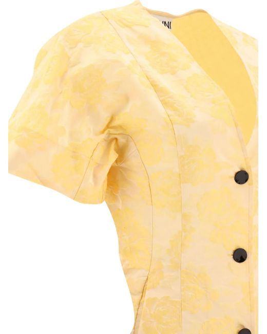 Ganni Midi-Jurk Met Jacquard in het Metallic