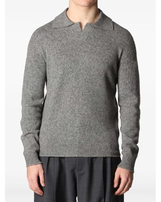 Roberto Collina Gray Collared Long-Sleeve Sweater for men