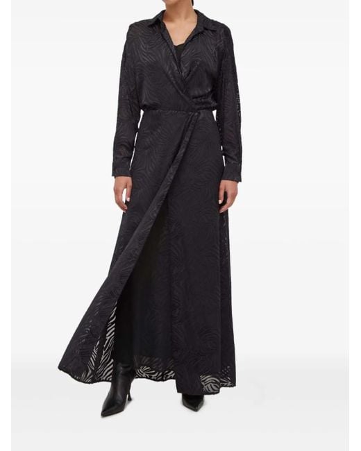 Pinko Black Patterned Wrap Maxi Dress