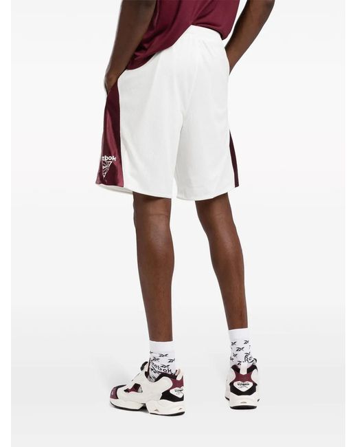 Reebok White Logo-Embroidered Mesh Track Shorts for men