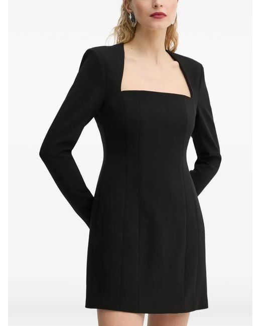 A.L.C. Black Square-Neck Long-Sleeve Mini Dress