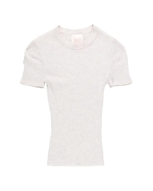 Twp White Tease Tee Ribbed-Knit T-Shirt