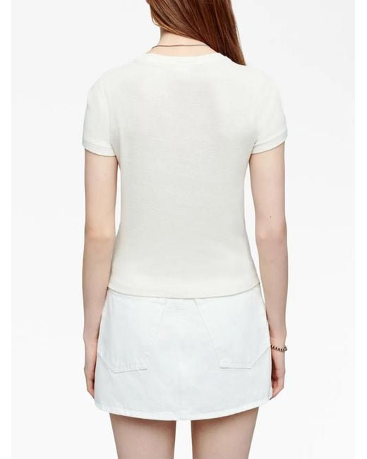 Re/done White Graphic-Print Crew Neck T-Shirt