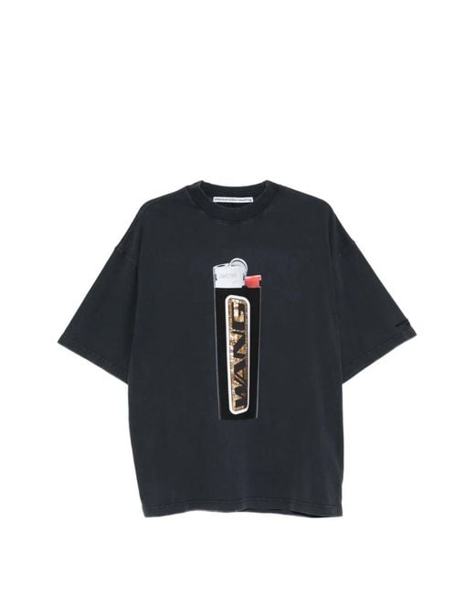 Alexander Wang Blue Rhinestone-Embellished Graphic-Print T-Shirt