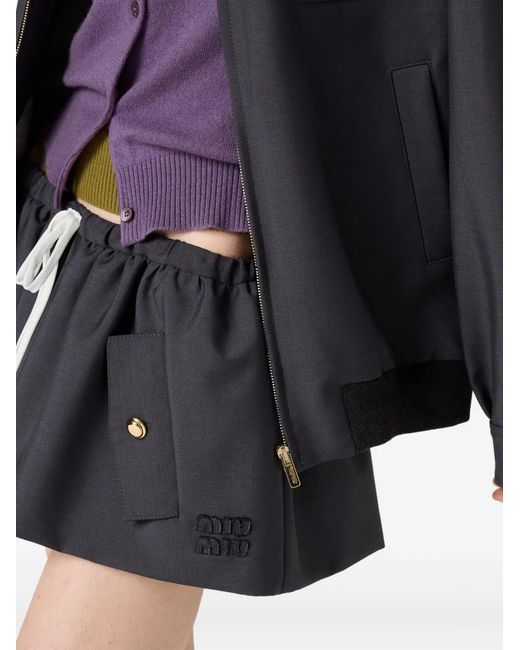 Miu Miu Black Drawstring Mini Skirt