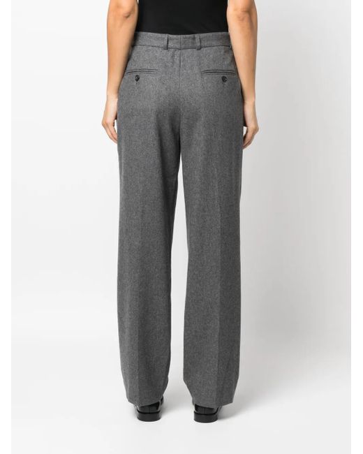Totême  Gray Double-Pleated Tailored Trousers