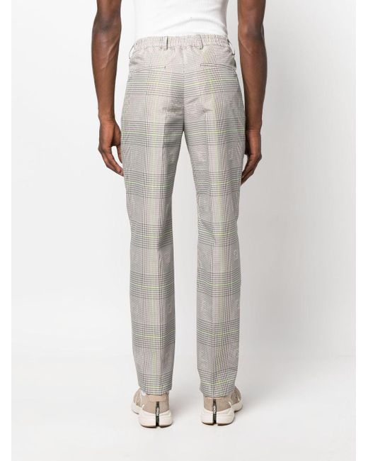Fendi Gray Grey Check Print Straight-leg Trousers for men