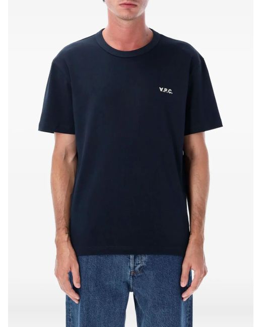 A.P.C. Blue Logo-Print T-Shirt for men