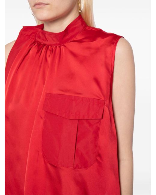 Sacai Red Asymmetrische Bluse