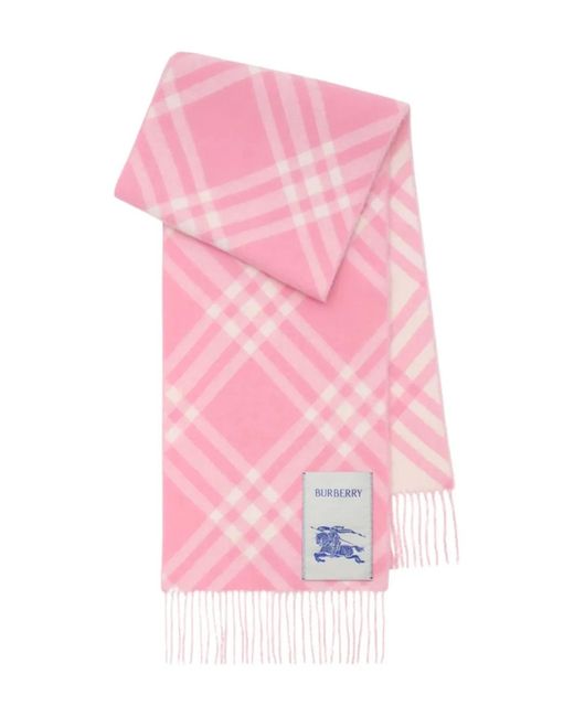 Burberry チェック フリンジ スカーフ Pink