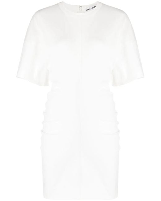 Alexander Wang White Draped Jersey Minidress