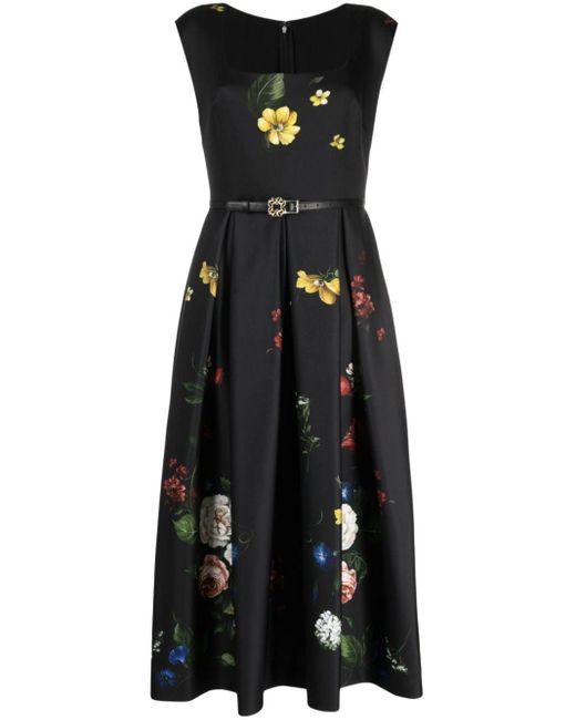 Elie Saab Black Kleid in A-Linie mit Blumen
