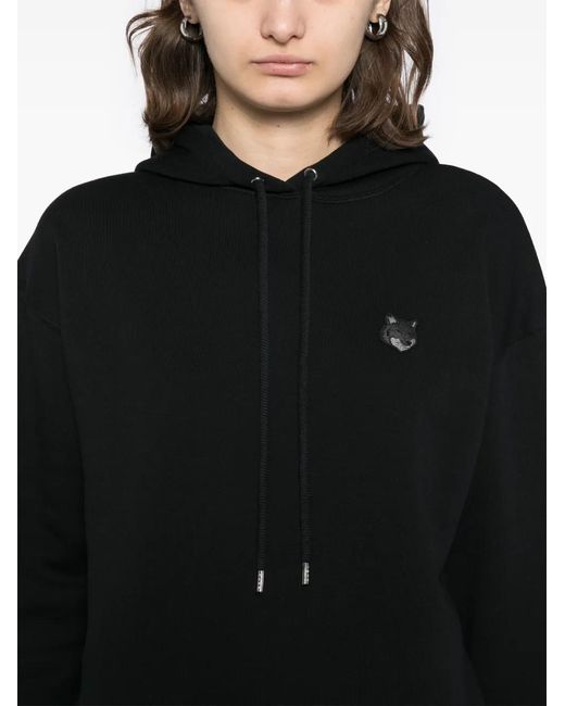 Maison Kitsuné Black Bold-Fox-Head-Patched Hoodie