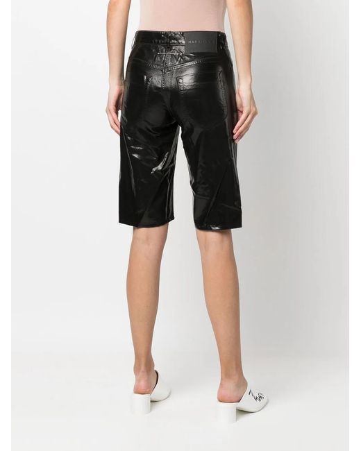 MM6 by Maison Margiela Black Laminated Straight Denim Shorts