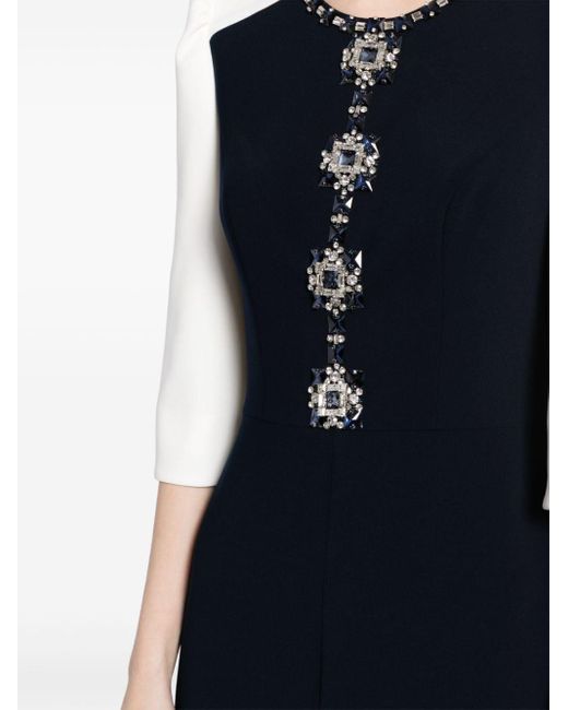Jenny Packham Blue Kristallverziertes Capote Abendkleid
