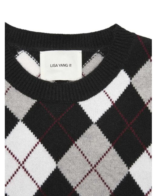 Lisa Yang Black Antoni Argyle-Knit Cashmere Sweater