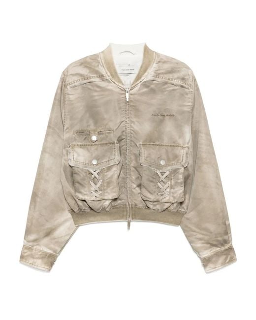 Feng Chen Wang Natural Logo-Embroidered Bomber Jacket for men