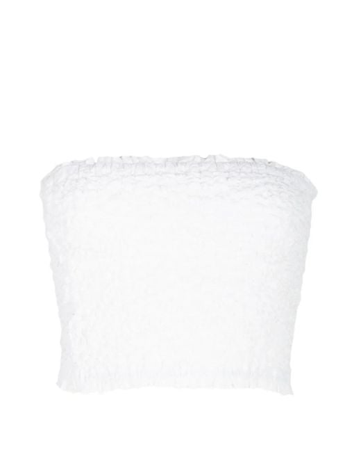 Temptation Positano White Smocked Cropped Top