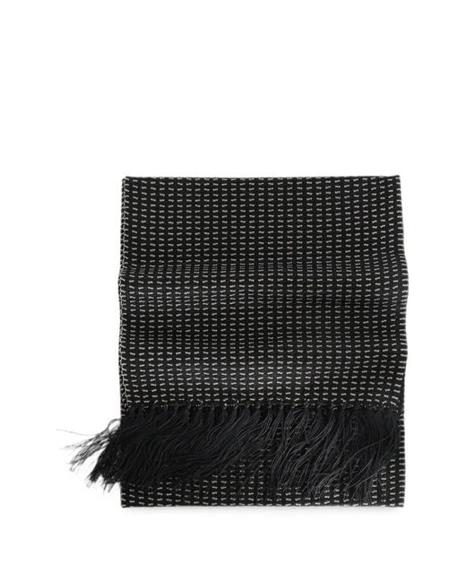 TAIGA TAKAHASHI Black Patterned Fringed Scarf for men