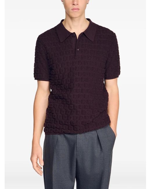 Sandro Red Polo En Jacquard for men
