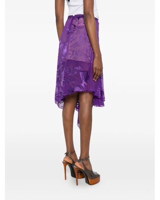 DSquared² Purple Floral Asymmetric Mini Skirt