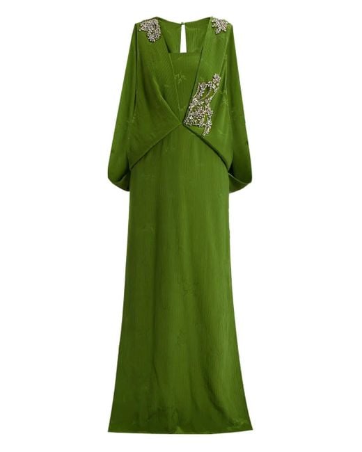 Erdem Green Drapiertes Abendkleid