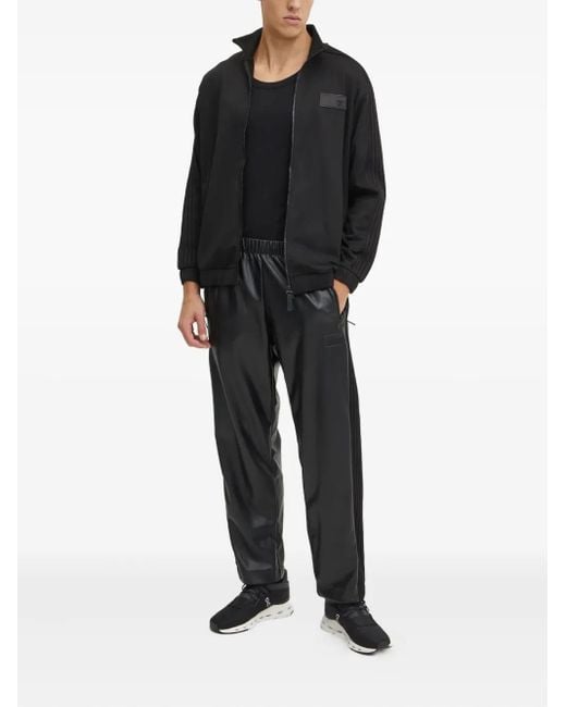 EA7 Black Zip Striped Sweatshirt for men