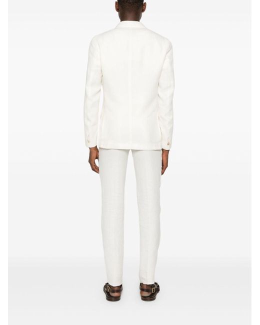 Eleventy White Textured-finish Double-breasted Suit for men