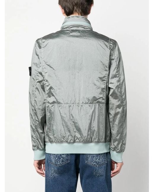 Stone Island Gray Compass-Patch Long-Sleeved Bomber Jacket for men