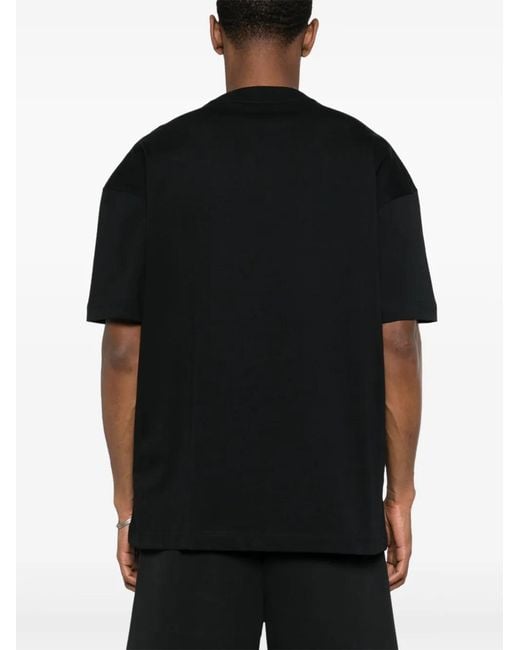 Palm Angels Black Miami Monogram Spray-Print T-Shirt for men