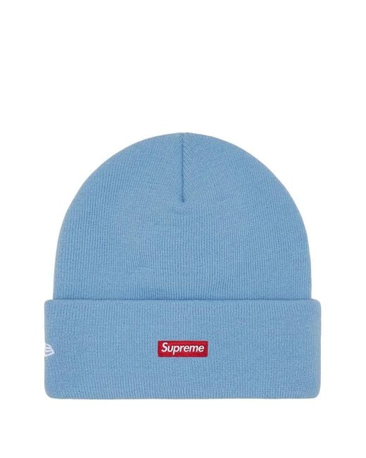 Supreme Blue X New Era Logo Beanie Hat for men