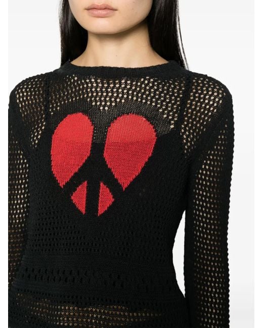 Moschino Black Crochet Heart Sweater