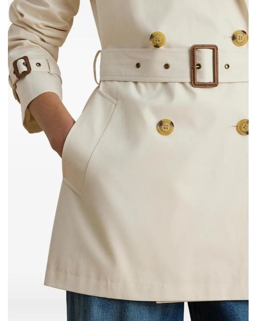 Ralph Lauren White Double-Breasted Belted Trench Coat